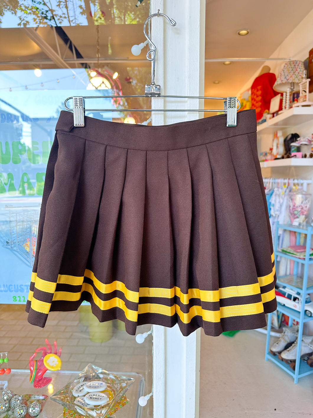 Brown and yellow cheer mini skirt