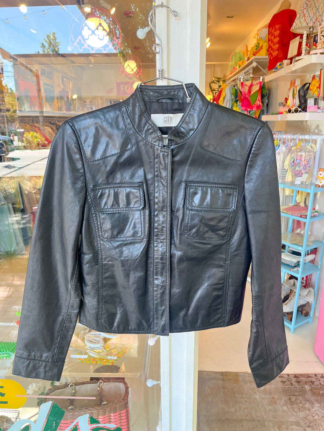 90s DKNY leather moto jacket